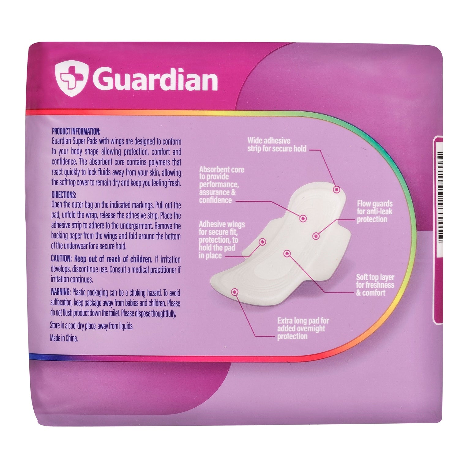 Guardian Overnight Pads With Wings 10pk