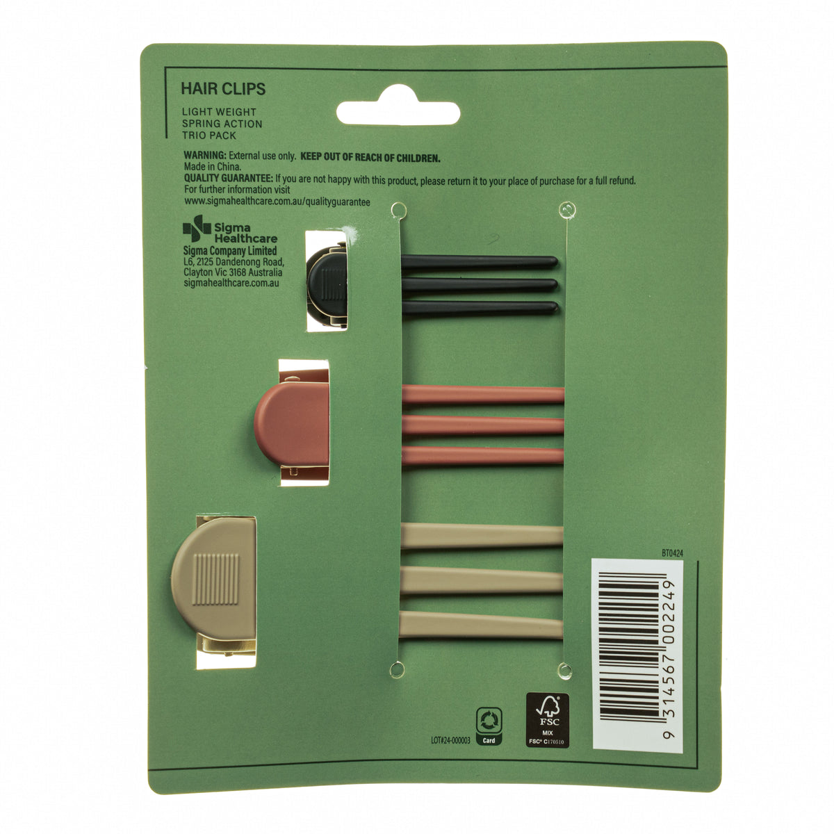 Beauty Theory Matt Hair Clip 3pk