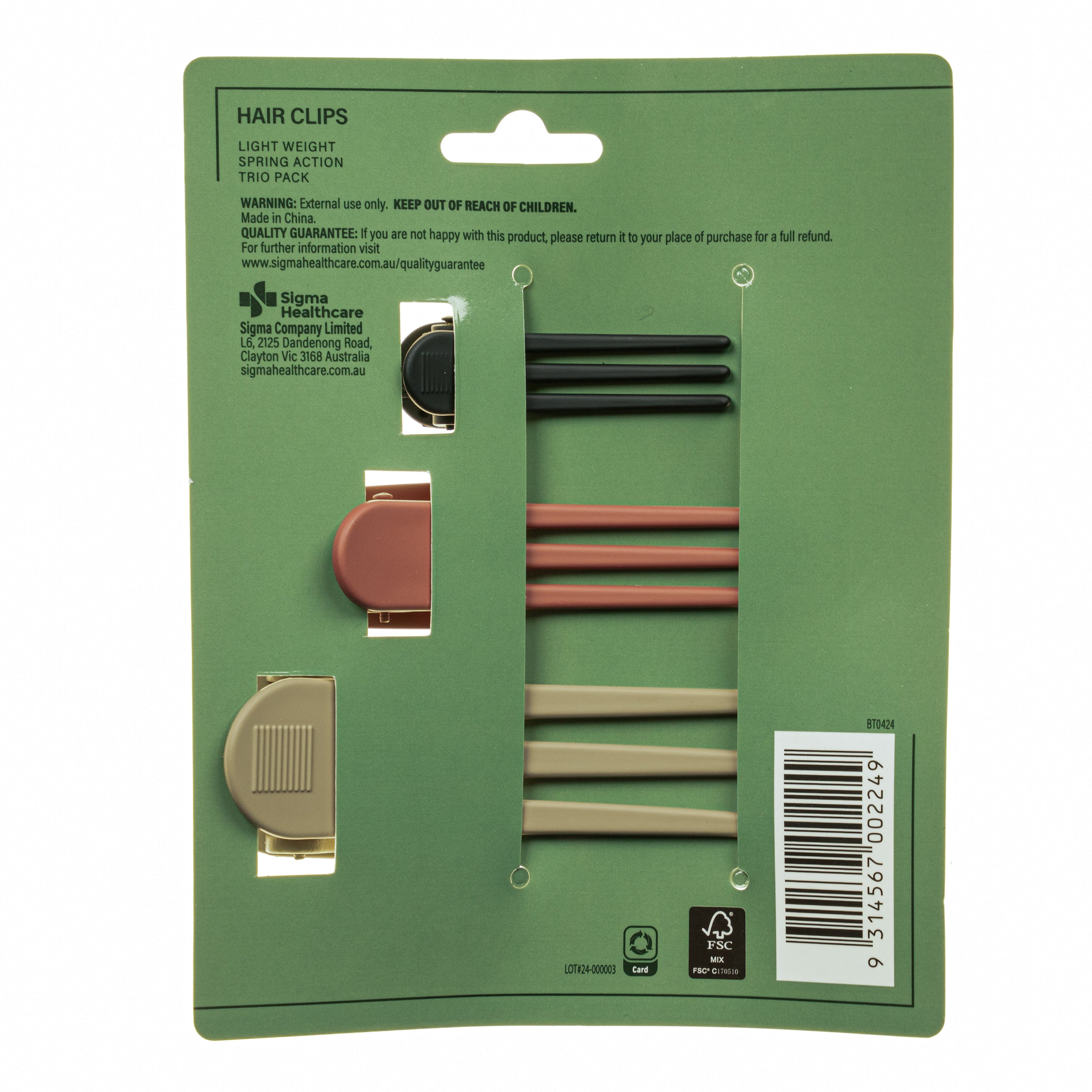 Beauty Theory Matt Hair Clip 3pk