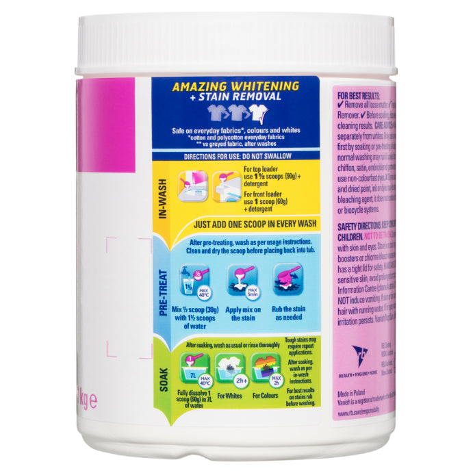 Vanish Napisan Oxi Action Crystal White Stain Remover Powder 1kg