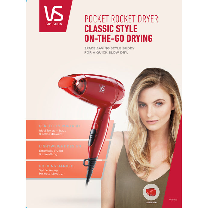 VS Sassoon Pocket Rocket Pro Hair Dryer 1 Each