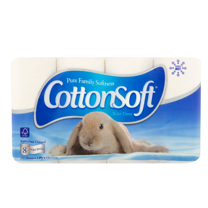 Cotton Soft White 2 Ply 8 Pack