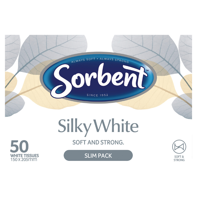 Sorbent Silky White Soft & Strong Tissues 50 Pack