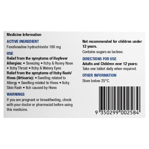Chemists' Own Fexo 180mg 10 Tablets