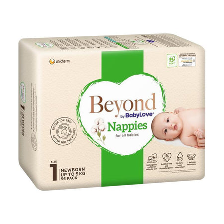 Beyond by BabyLove Newborn Nappies Size 1 Up to 5kg 56 Pack