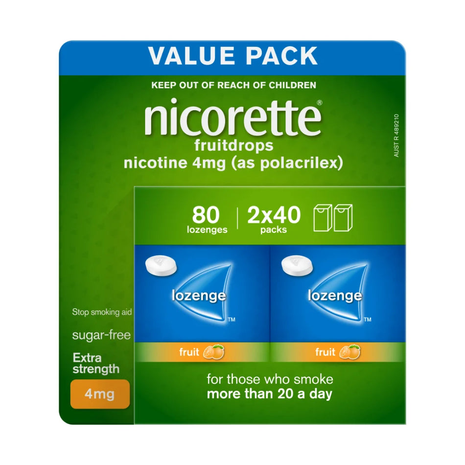 Nicorette  Fruitdrops Nicotine Extra Strength 4mg Fruit 160 Lozenges