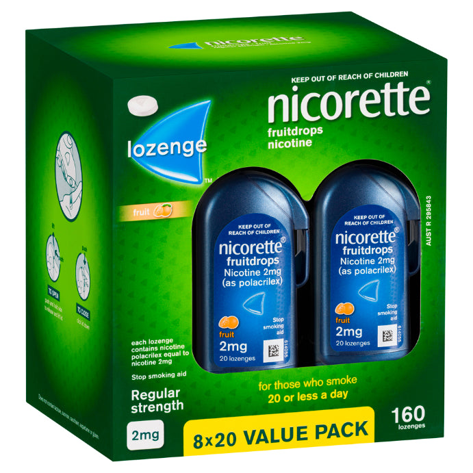 Nicorette Fruitdrops Nicotine Regular Strength 2mg Fruit 160 Lozenges