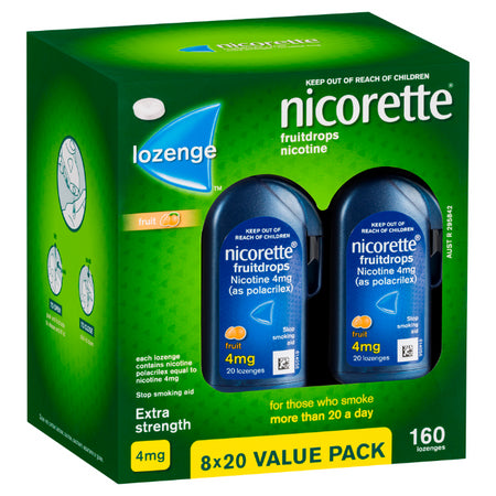 Nicorette Fruitdrops Nicotine Extra Strength 4mg Fruit 160 Lozenges