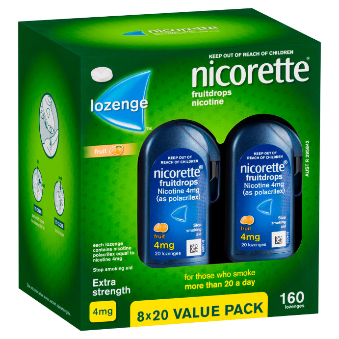 Nicorette Fruitdrops Nicotine Extra Strength 4mg Fruit 160 Lozenges