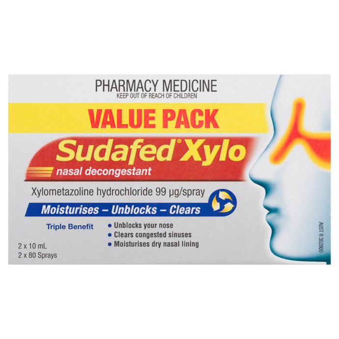 Sudafed Xylo Nasal Decongestant Spray 10ml X 2 Pack