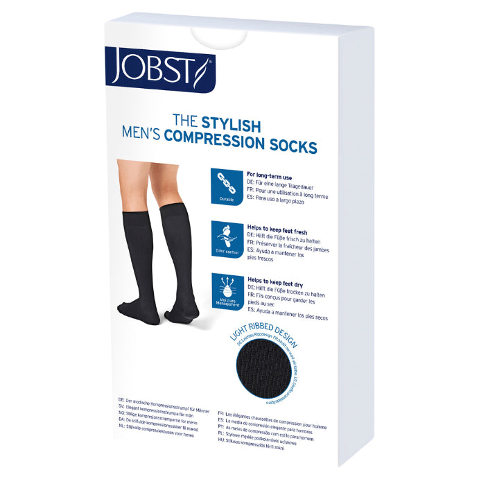 Jobst for Men Casual Cl1 15-20 Phlebology Knee High Ct Sock 15-20 Black Medium 1 Pair