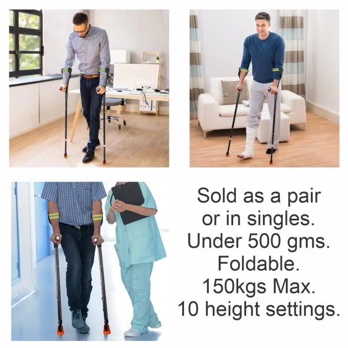 Bodyassist Adjustable Euro Forearm Crutch with Elbow Strap Single ADULT