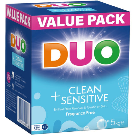 Duo Laundry Powder Detergent Cleans & Cares 5kg - Fragrance Free