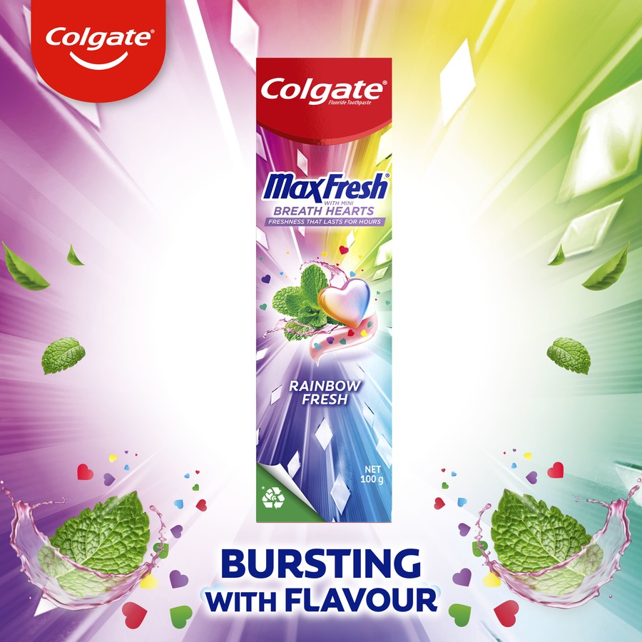 Colgate Max Fresh Toothpaste Rainbow Fresh With Mini Breath Hearts 100g