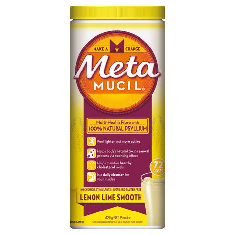 Metamucil Fibre Supplement Smooth Texture Lemon-Lime Flavour 72 doses 425g