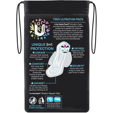 U By Kotex Teen Ultrathins Pads Regular With Wings 14 pack