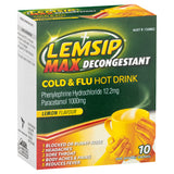 Lemsip Max Cold and Flu Hot Drink with Decongestant  Lemon 10 Sachets