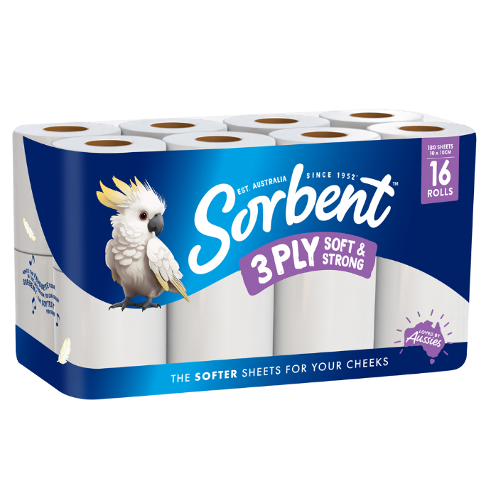 Sorbent White Soft & Strong Toilet Tissue 16PK