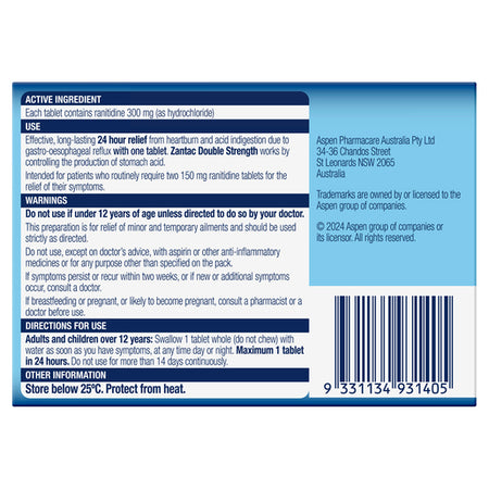 Zantac Double Strength 14 Tablets