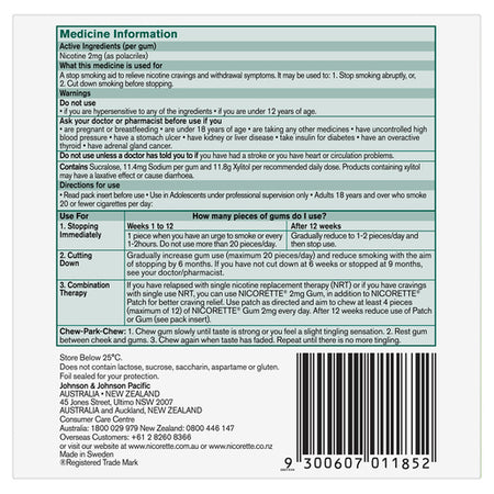 NICORETTE Nicotine Gum 2mg Regular Strength Fresh Fruit 150