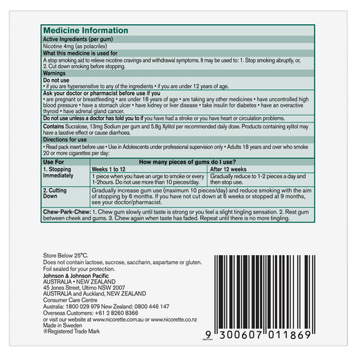 NICORETTE Nicotine Gum 4mg Extra Strength Fresh Fruit 150