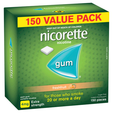 NICORETTE Nicotine Gum 4mg Extra Strength Fresh Fruit 150