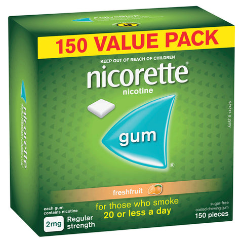 NICORETTE Nicotine Gum 2mg Regular Strength Fresh Fruit 150