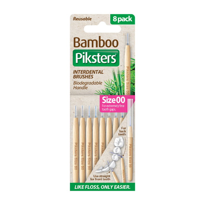 Piksters Bamboo Interdental Brushes Pink Size 00 8 Pack