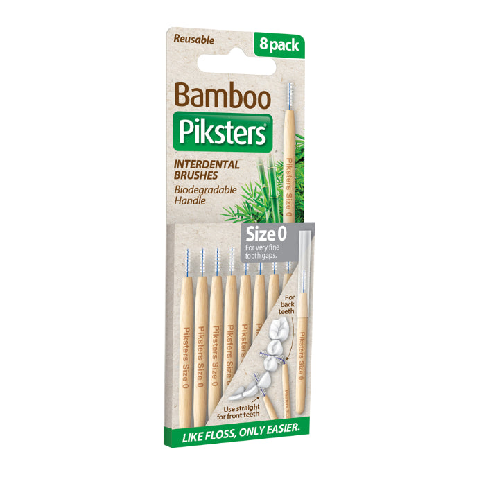 Piksters Bamboo Interdental Brushes Grey Size 0 8 Pack