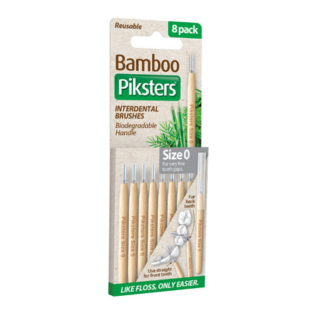 Piksters Bamboo Interdental Brushes Grey Size 0 8 Pack