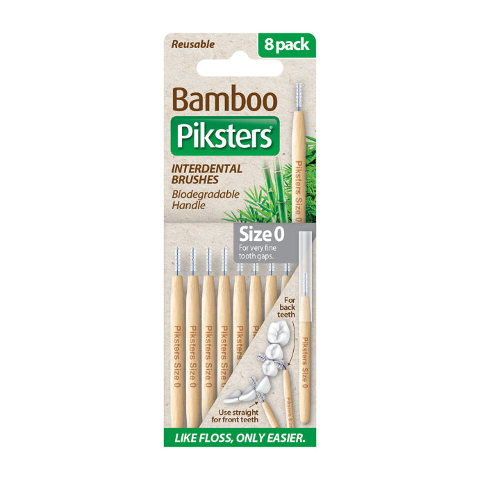Piksters Bamboo Interdental Brushes Grey Size 0 8 Pack