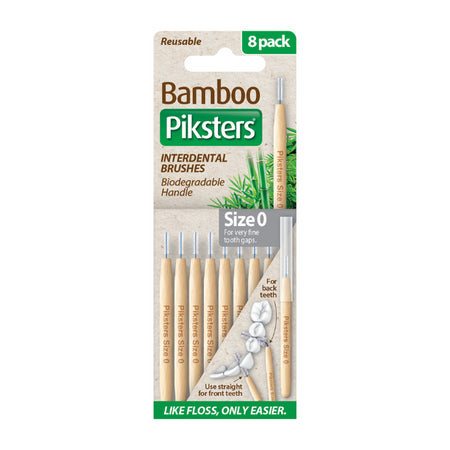Piksters Bamboo Interdental Brushes Grey Size 0 8 Pack