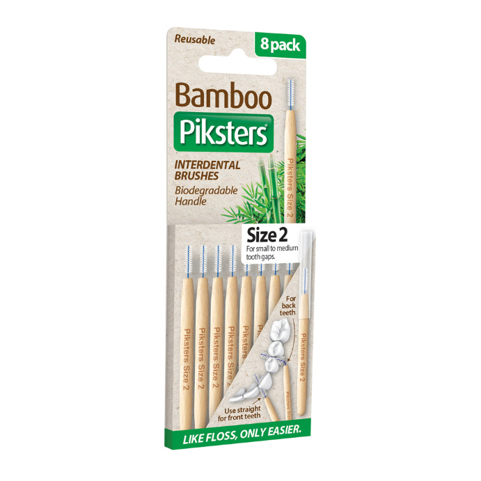 Piksters Bamboo Interdental Brushes White Size 2 8 Pack