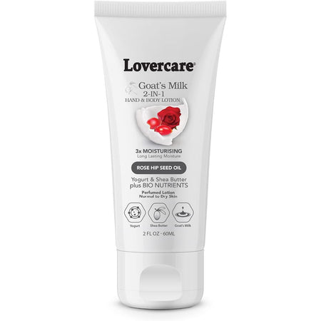 Lovercare Goat's Milk 2-in-1 Hand Cream & Body Lotion Rose Hip Seed Oil 60ml