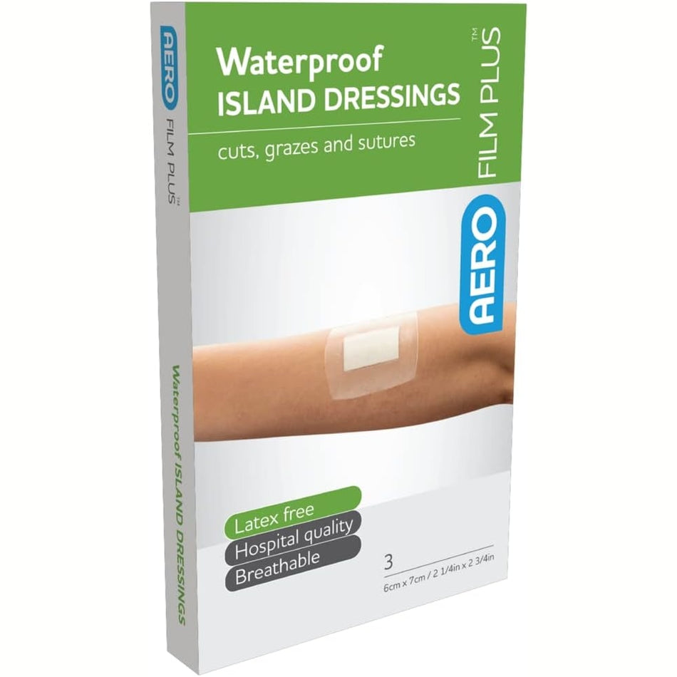 Aerofilm Plus Waterproof Island Dressing 6 X 7cm 3pk