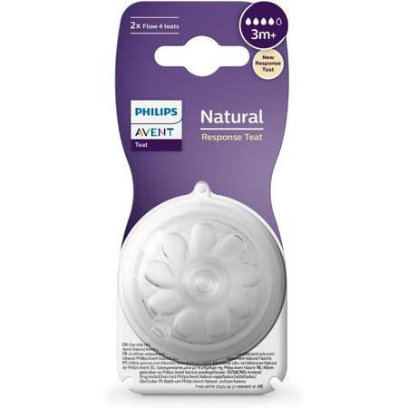 Avent Natural Response Teats 3 Months+ Flow 4 - 2 Pack