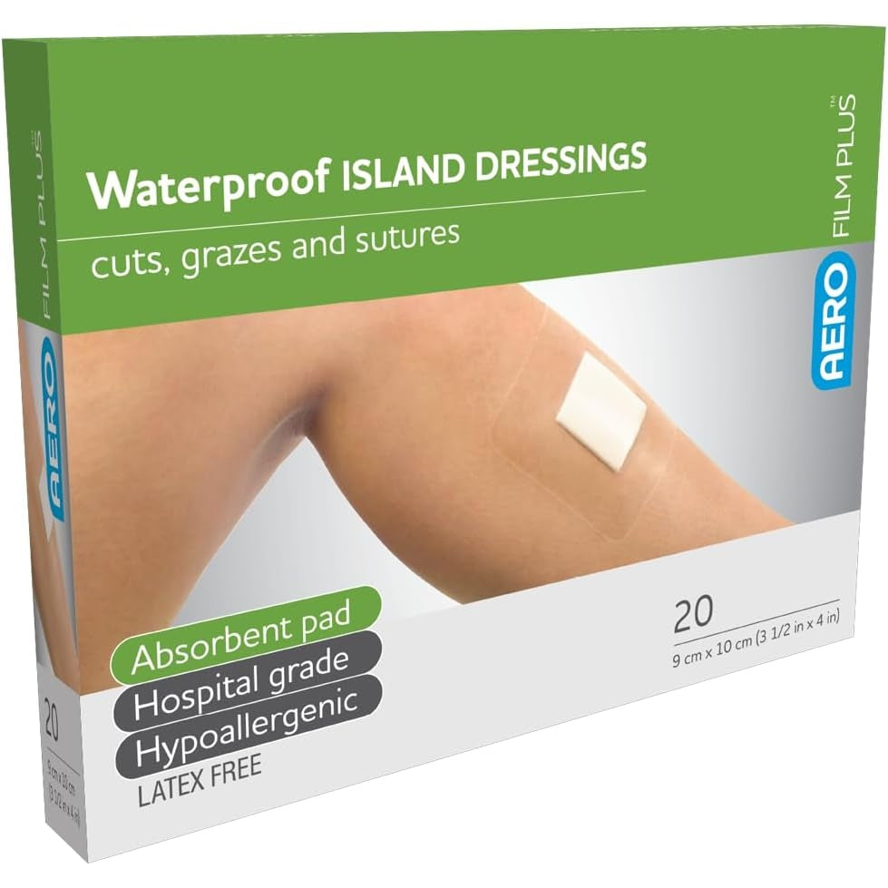 Aerofilm Plus Waterproof Island Dressing 9 X 10cm 20pk