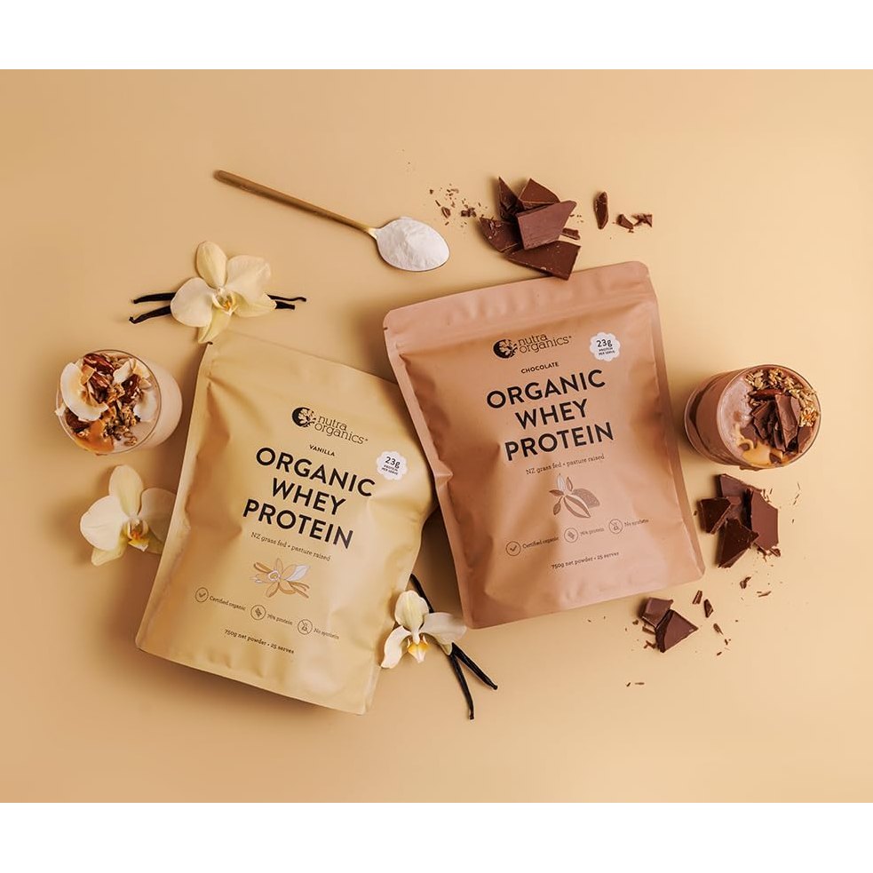 Nutra Organics Organic Whey Protein Nz Grass Fed + Pasture Raised Vanilla 750g