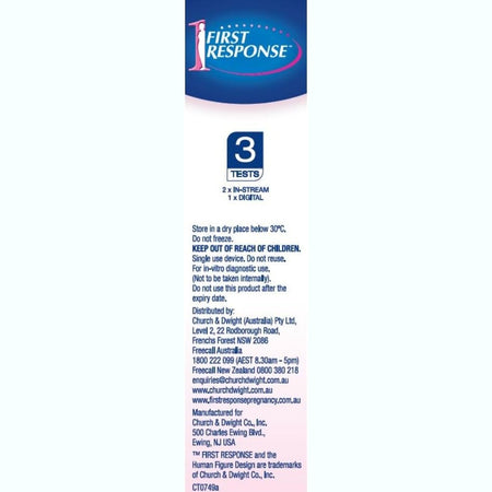 First Response Test & Reassure 3 Pregnancy Tests 2 In-Stream & 1 Digital