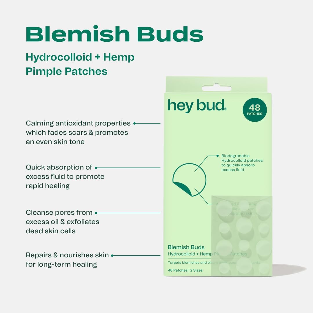 Hey Bud Hydrocolloid + Hemp Acne Patches 48 Patches