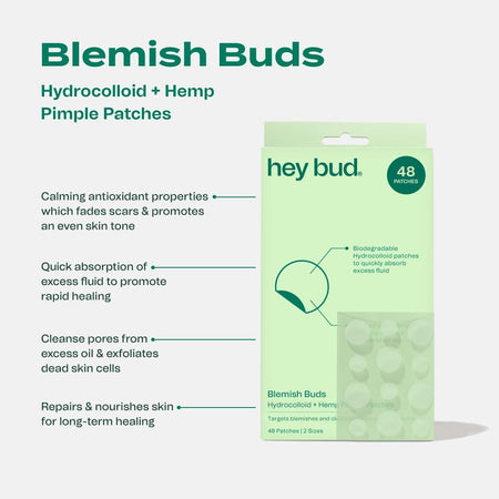 Hey Bud Hydrocolloid + Hemp Acne Patches 48 Patches