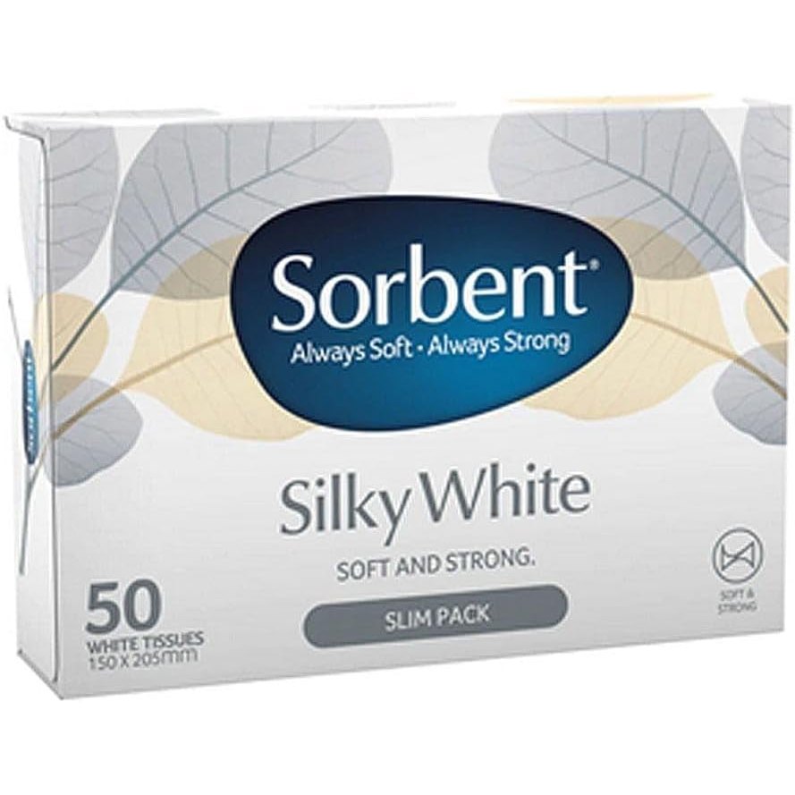 Sorbent Silky White Soft & Strong Tissues 50 Pack