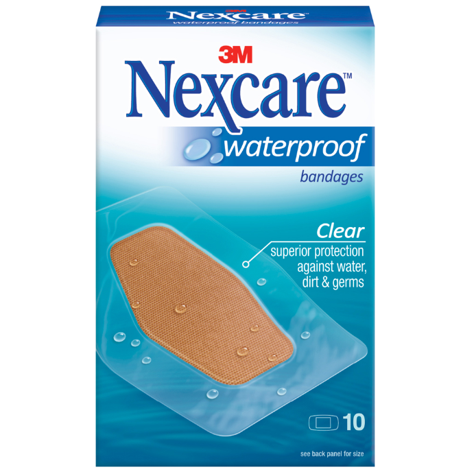 Nexcare Clear Waterproof Strips Large 10 Pack