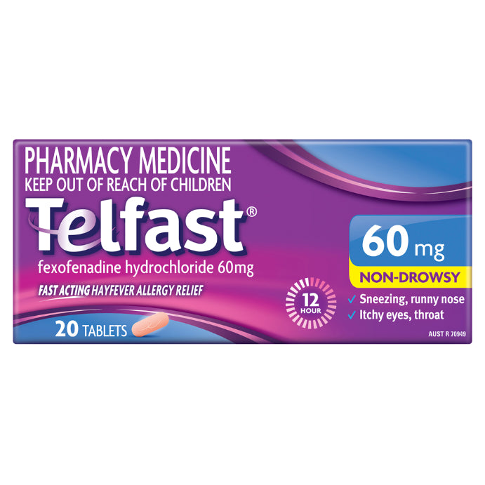 Telfast Hayfever Allergy Relief 12 Hour 60mg 20 Tablets