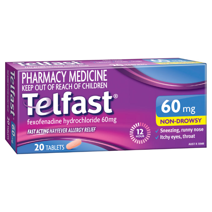Telfast Hayfever Allergy Relief 12 Hour 60mg 20 Tablets