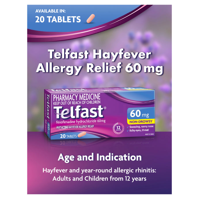 Telfast Hayfever Allergy Relief 12 Hour 60mg 20 Tablets