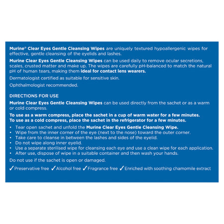 Murine Clear Eyes Gentle Cleansing Wipes 30 Pack
