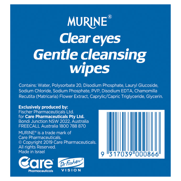 Murine Clear Eyes Gentle Cleansing Wipes 30 Pack