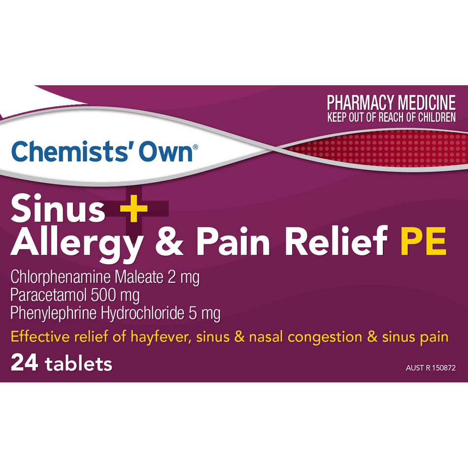 Chemists’ Own Nightime Sinus Pain Relief PE Tablets 24 (Generic of Codral)