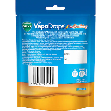 Vicks VapoDrops Xtra Soothing Honey Centre 16 Lozenges